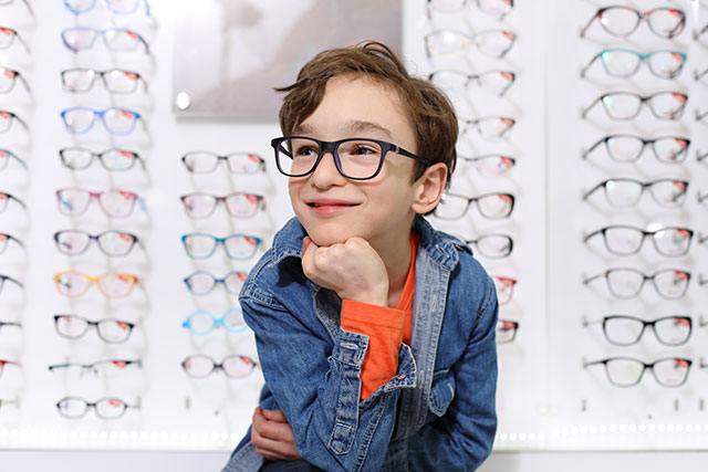 Young boy wearing new eyewear